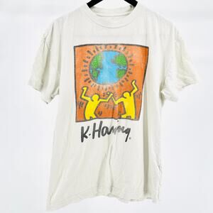 Keith Haring Abercrombie Fitch Graphic Earth Dance White Tee Shirt
